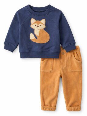NWT Cloud Island Baby Boy Fox Outfit 2PC Set Sweatshirt & Pants Fall Neutral